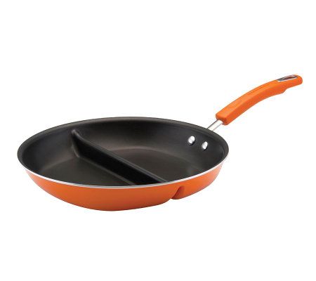 CooksEssentials Hardcoat Enamel II 12 Divided Skillet with Spatula 
