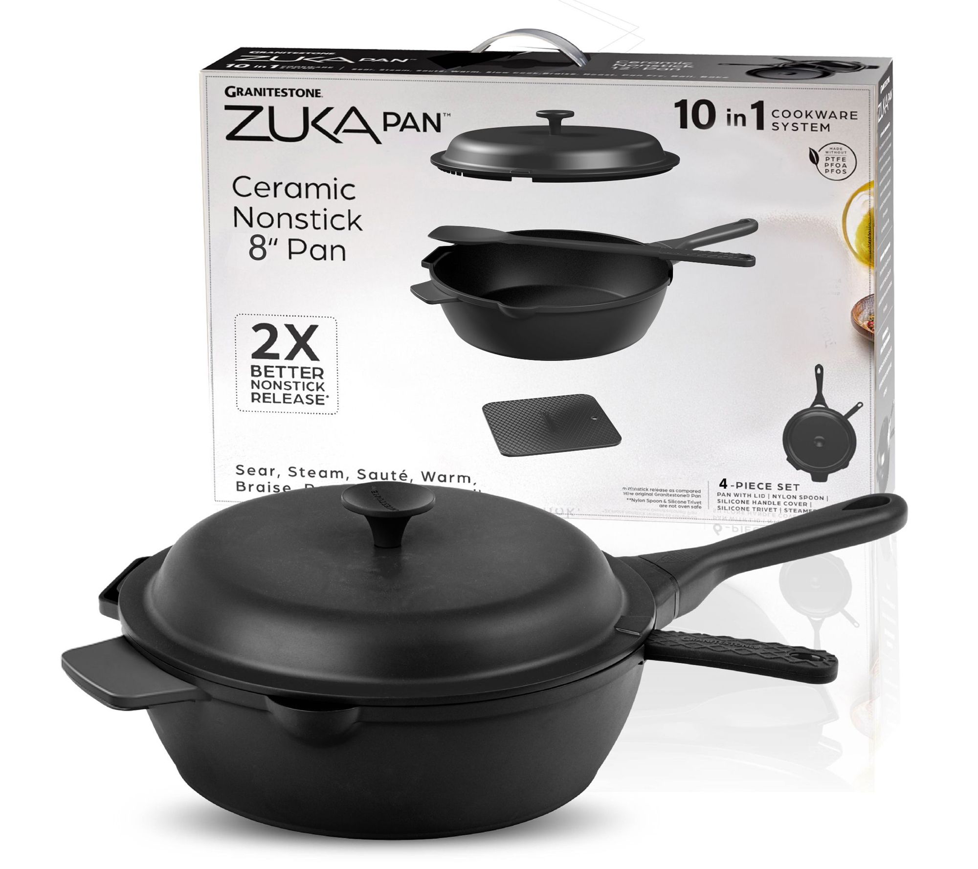 Granitestone Zuka 10-in-1 Everyday 8" Cooking Pan 4-Piece Set