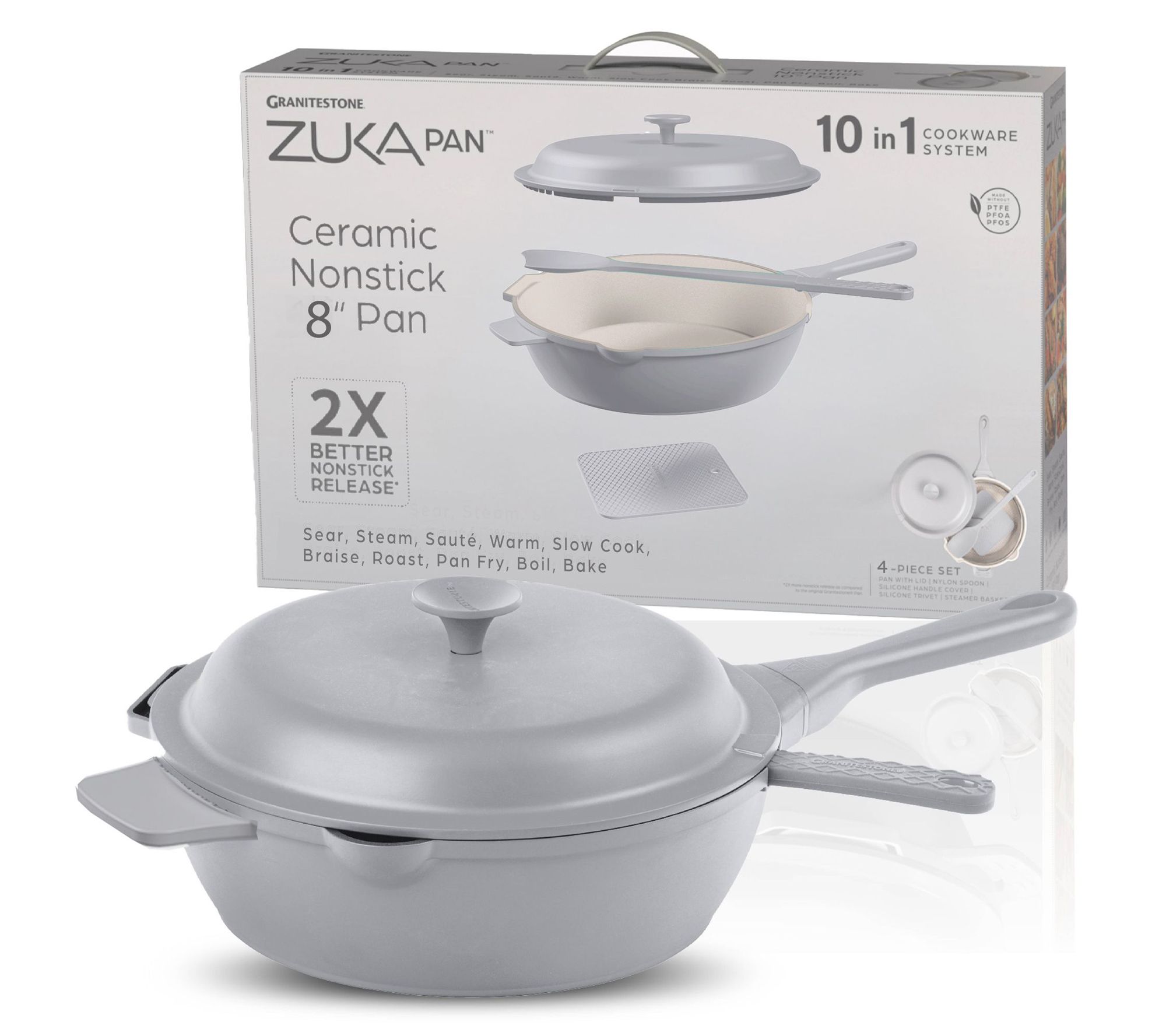Granitestone Zuka 10-in-1 Everyday 8" Cooking Pan 4-Piece Set