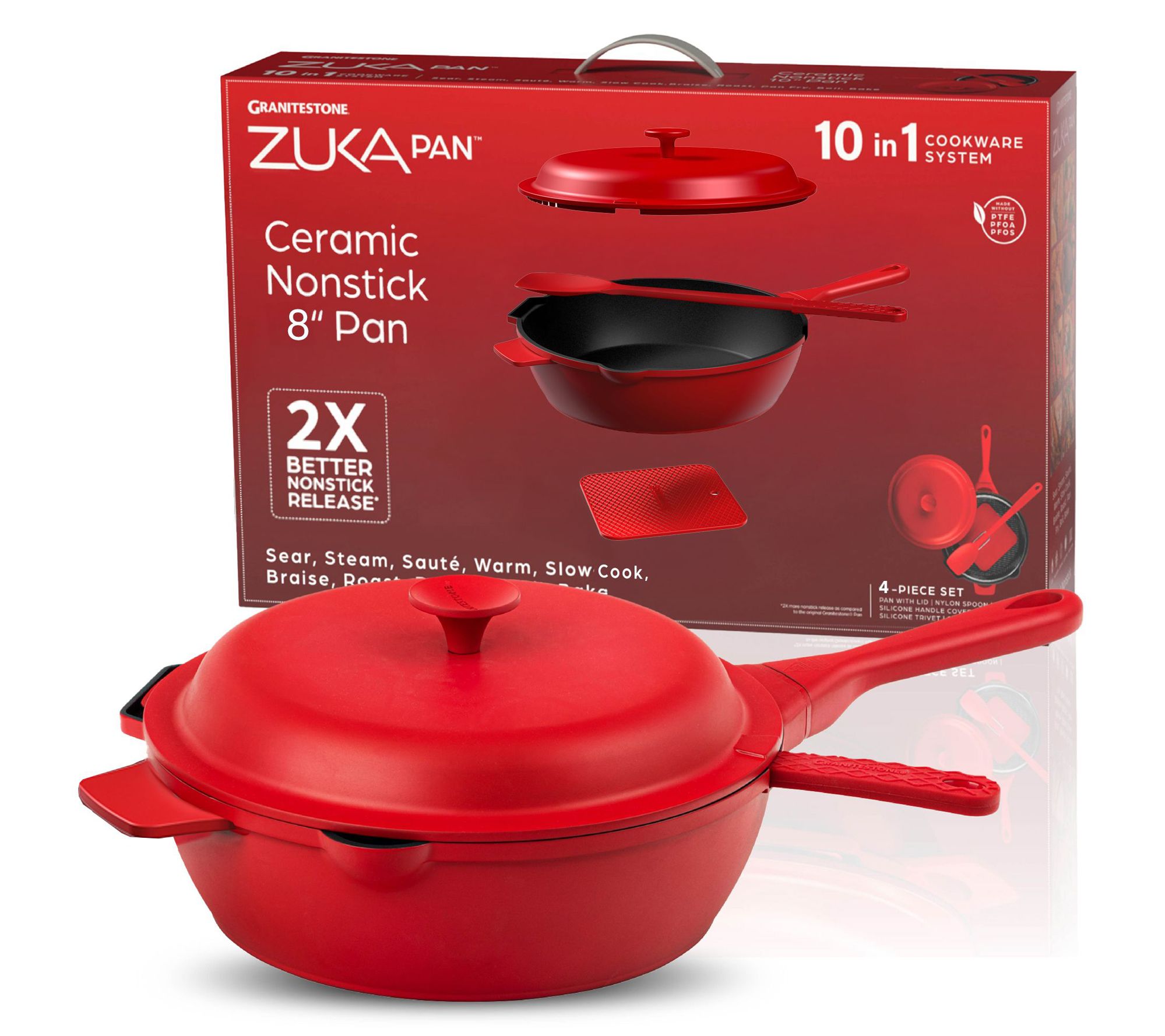 Granitestone Zuka 10-in-1 Everyday 8" Cooking Pan 4-Piece Set