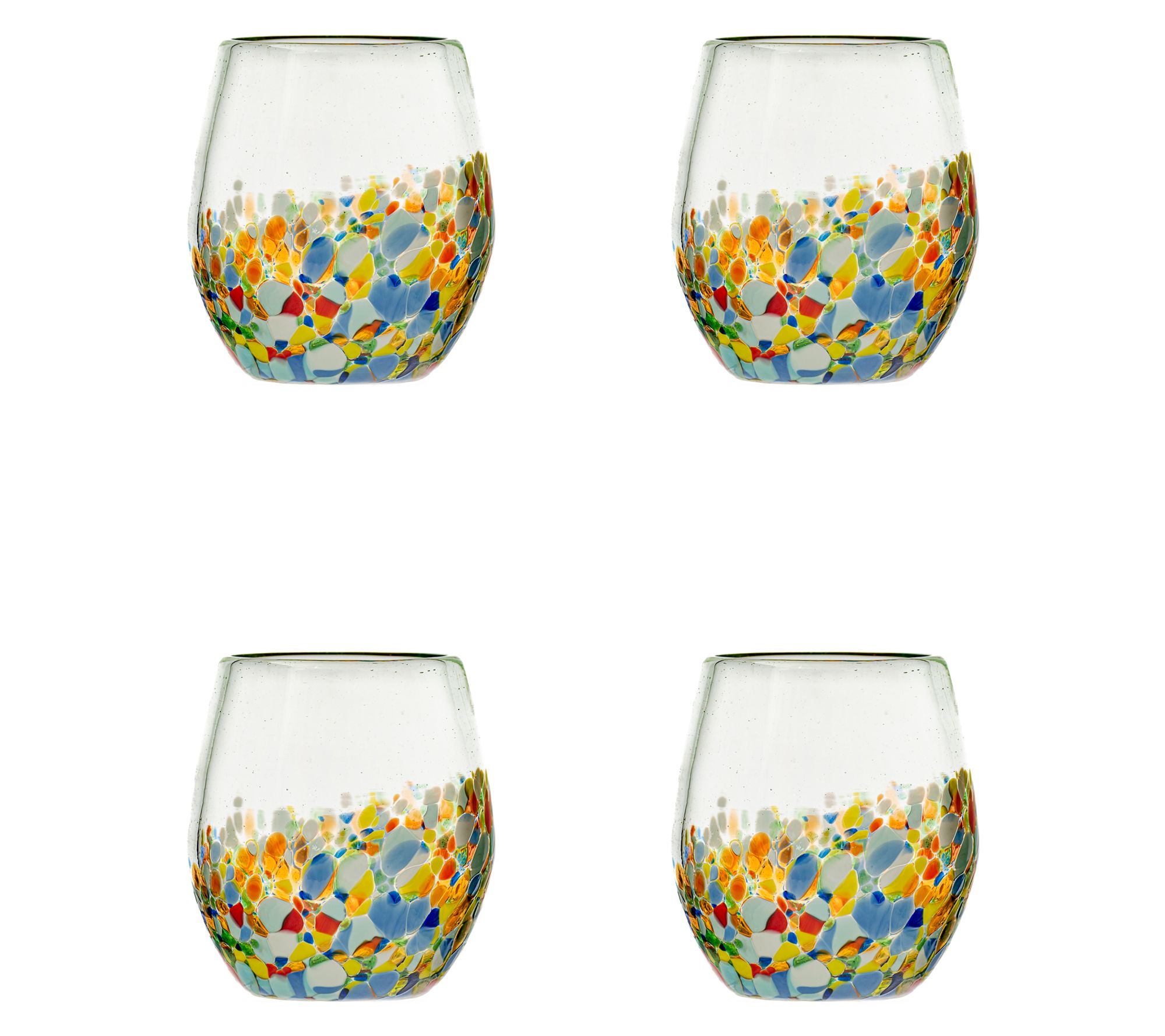 10 Strawberry Street Pueblo Mexican Glassware,Stemless Wine