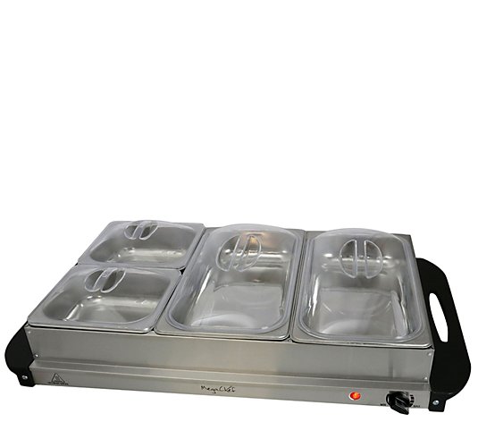 MegaChef Buffet Server and Food Warmer with 3 Sectional Trays