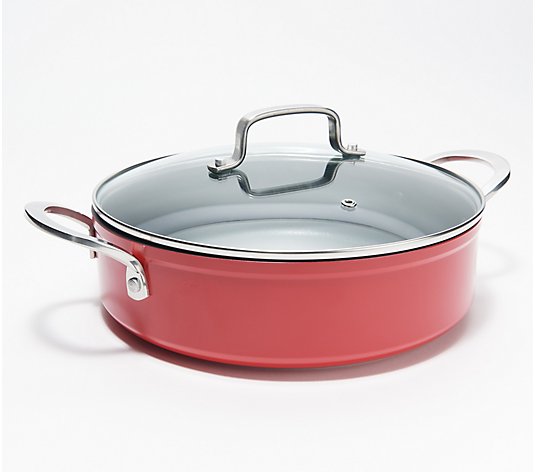 Cook N Home Professional 10. 5-qt. Aluminum Nonstick Deep Cooking Pot  Canning Cookware Stock Pot with Glass Lid, Marble Red 02746 - The Home Depot