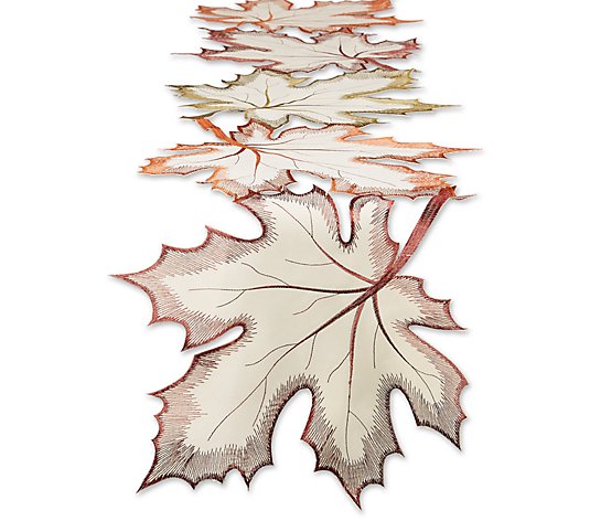 Design Imports 14"x108" Maple Leaves Embroidered Table Runner
