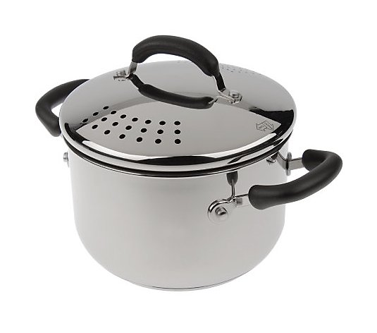 CooksEssentials Stainless Steel II 4 qt. Saucepot with Drain Lid 