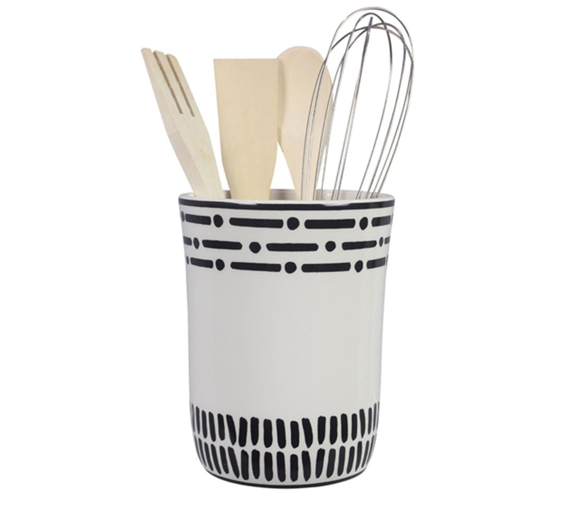 Young's Inc Ceramic Black & White Tool Holder with Tools