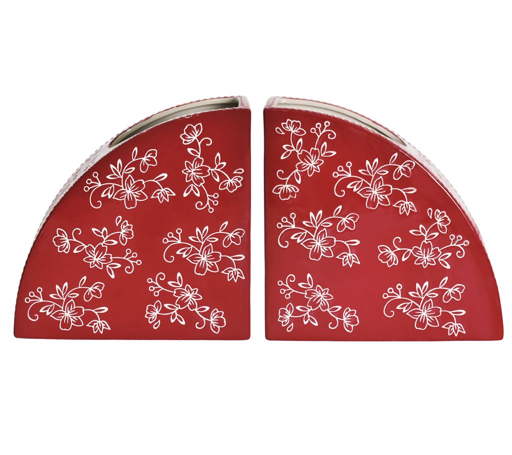 Temp-tations Floral Lace Set of (2) Utensil Holder Bookends