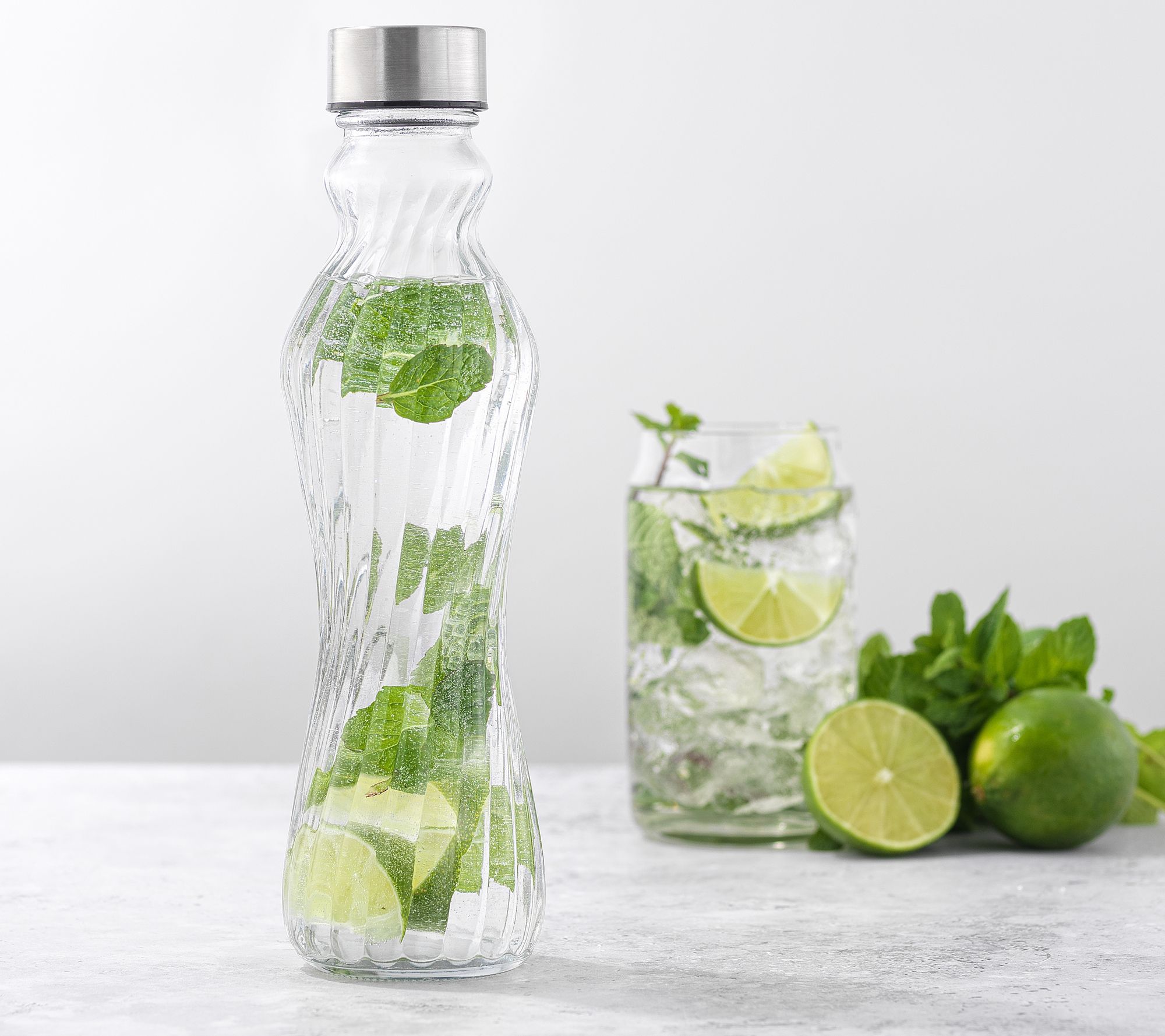 JoyJolt Spring Glass Fluted Water Bottles Set o6 - QVC.com