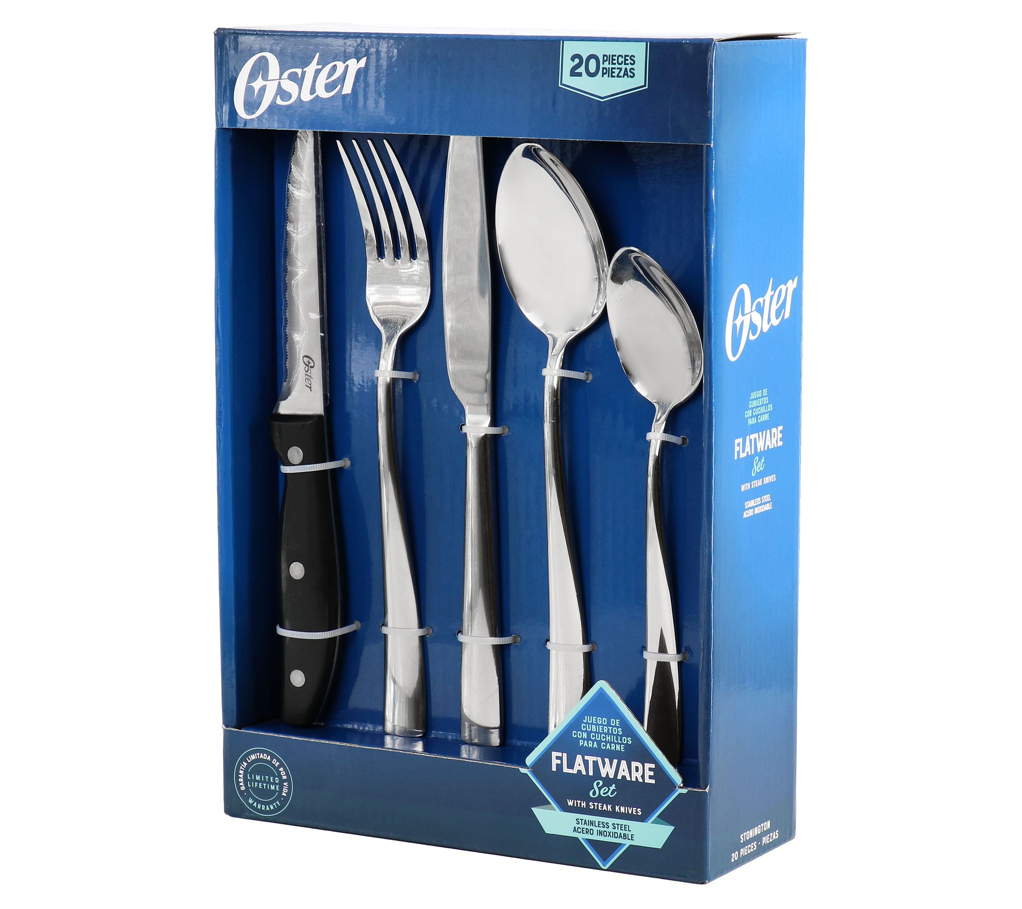 Oster Stonington 20 Piece Flatware Set with Steak Knives