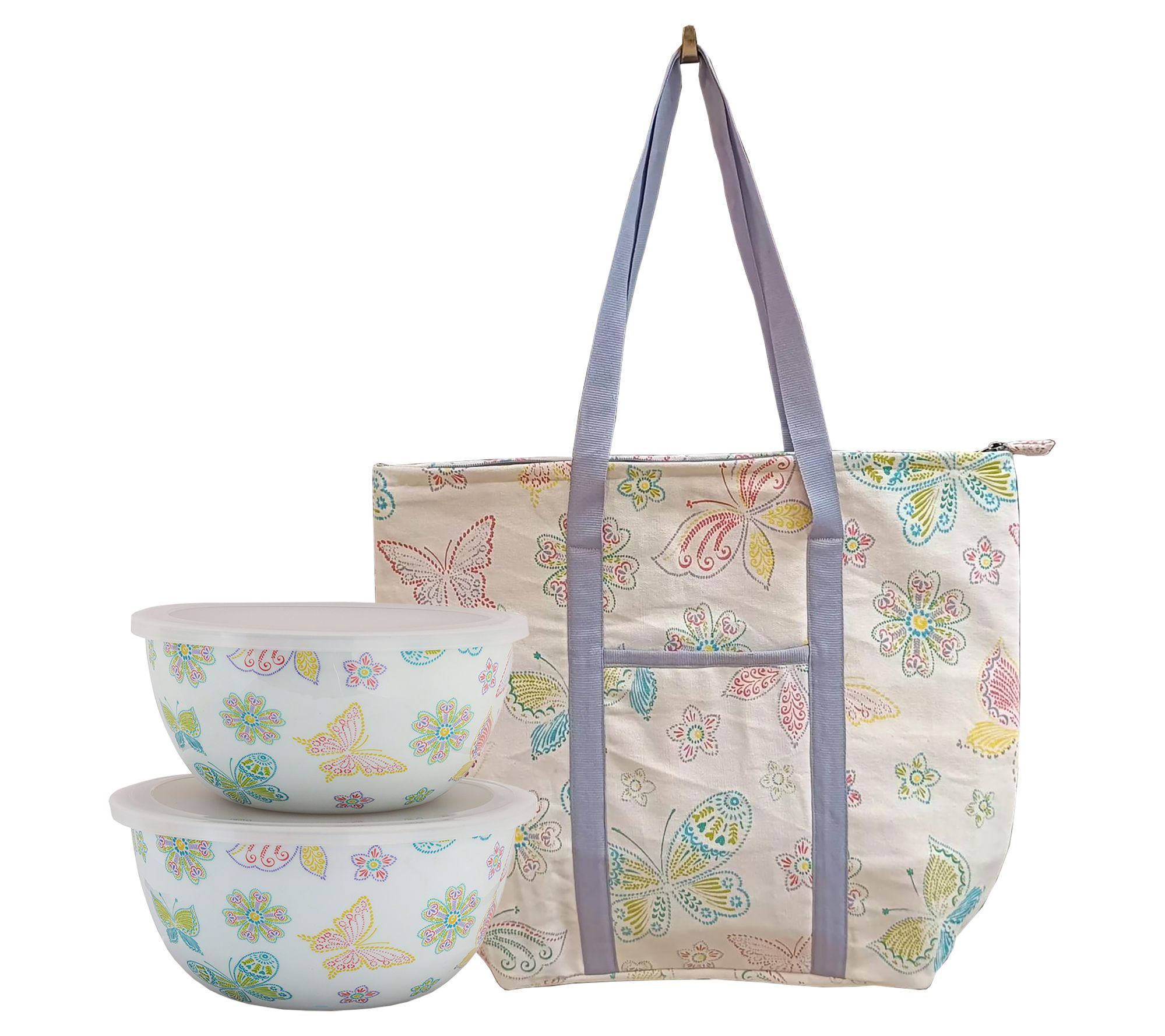Temp-tations Seasonal Tote Bag with Stainless Steel Bowls