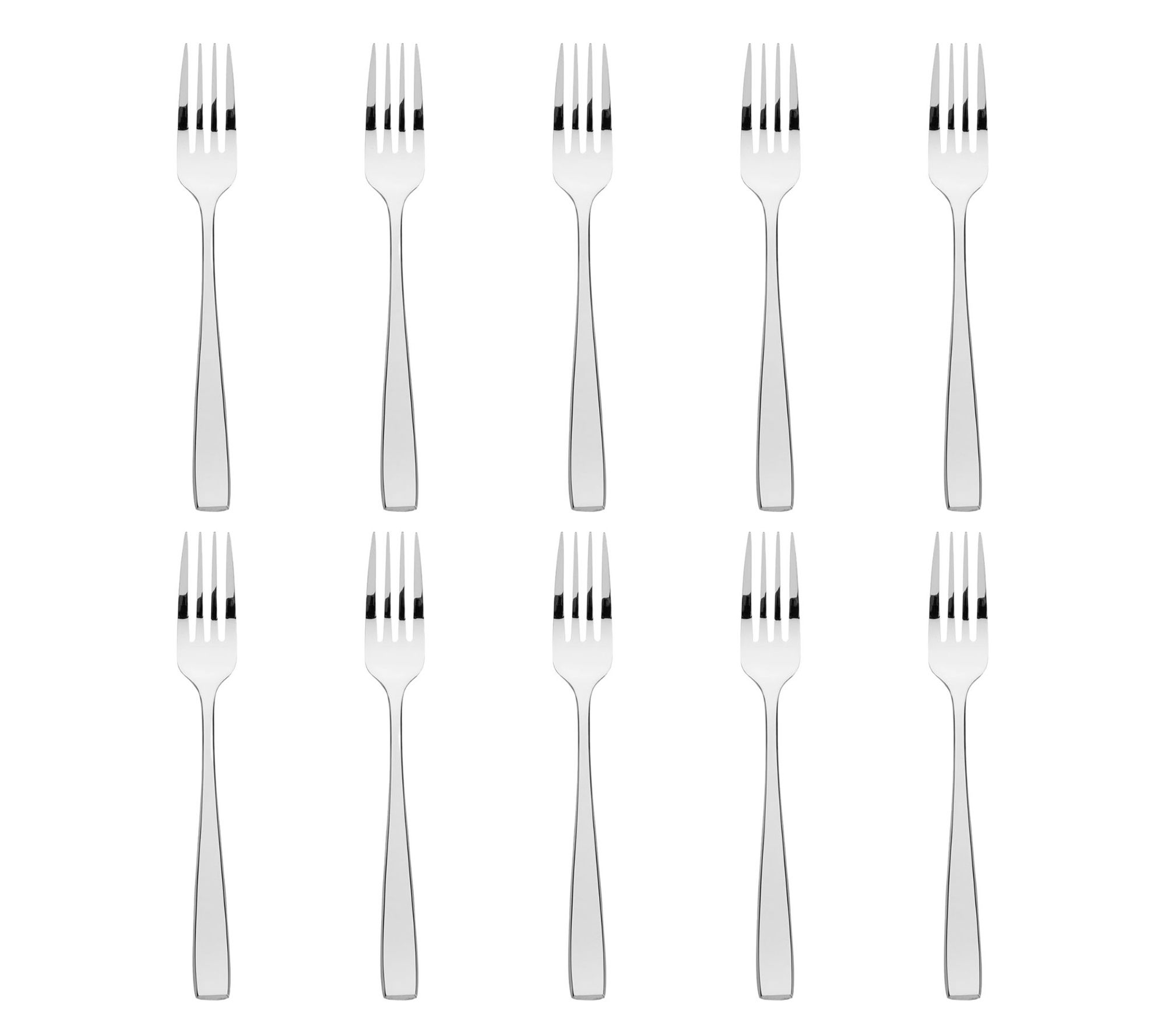 Godinger Set of 10 Chisel Mirrored 18/0 SS Dinner Forks