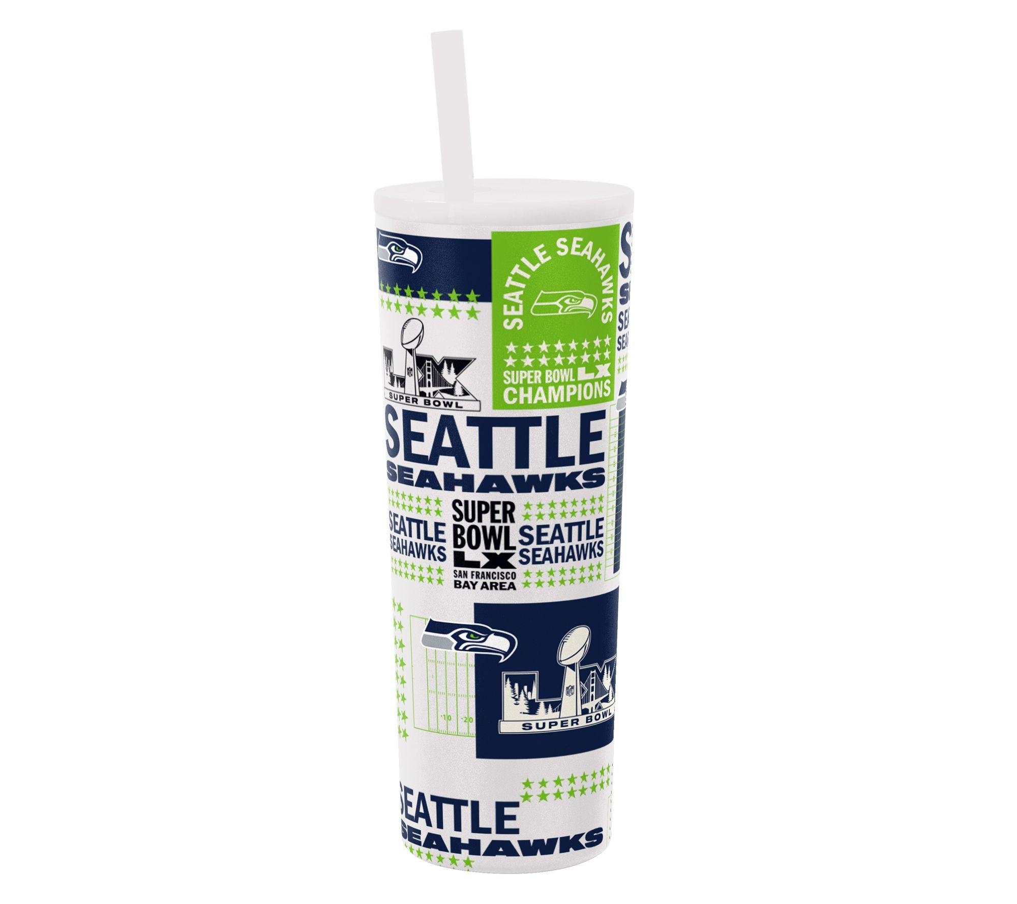 Logo Seahawks 2026 Super Bowl Champions 30oz Straw Tumbler