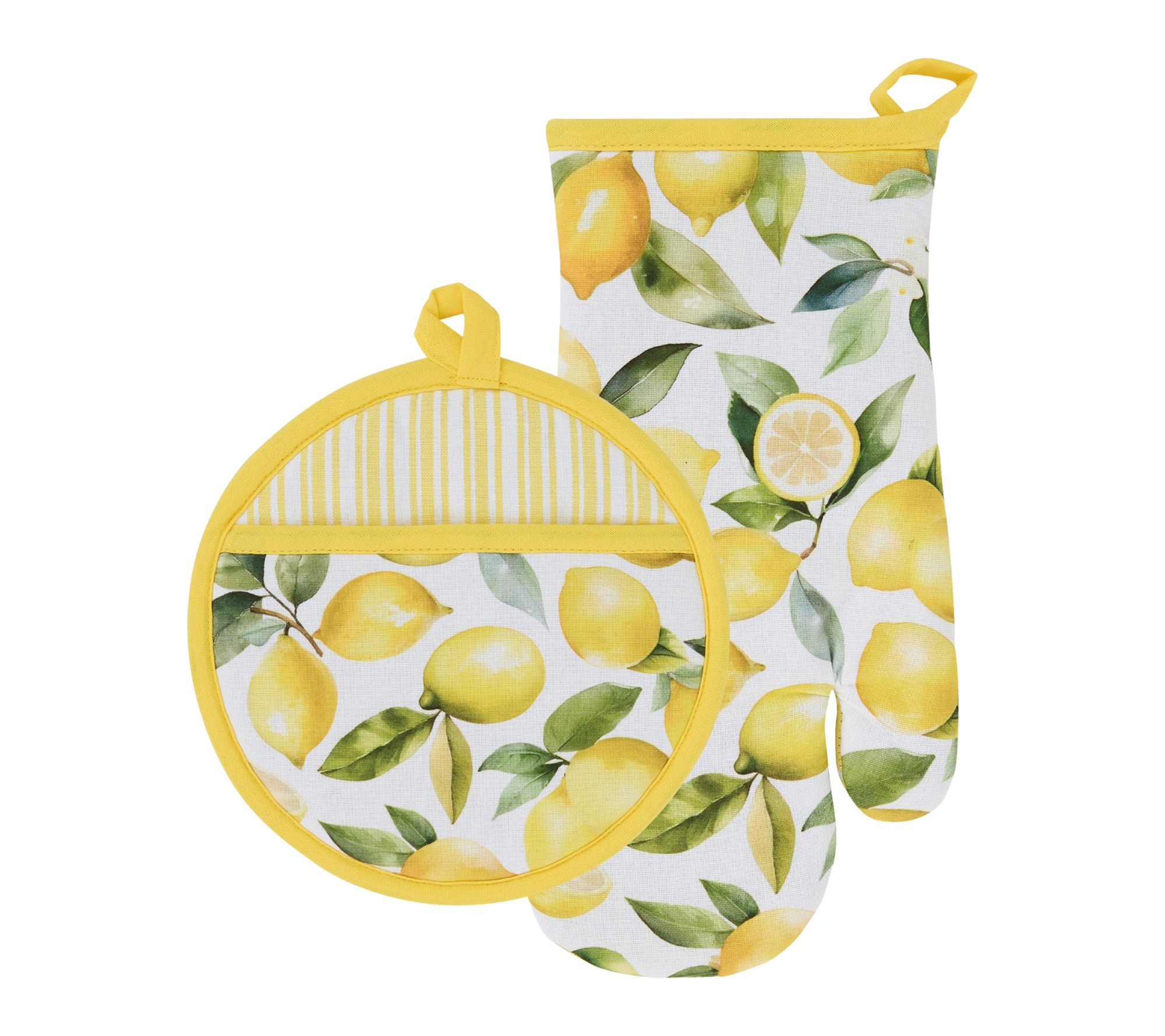 Design Imports Lemon Grove Printed Potholder &Oven Mitt Set