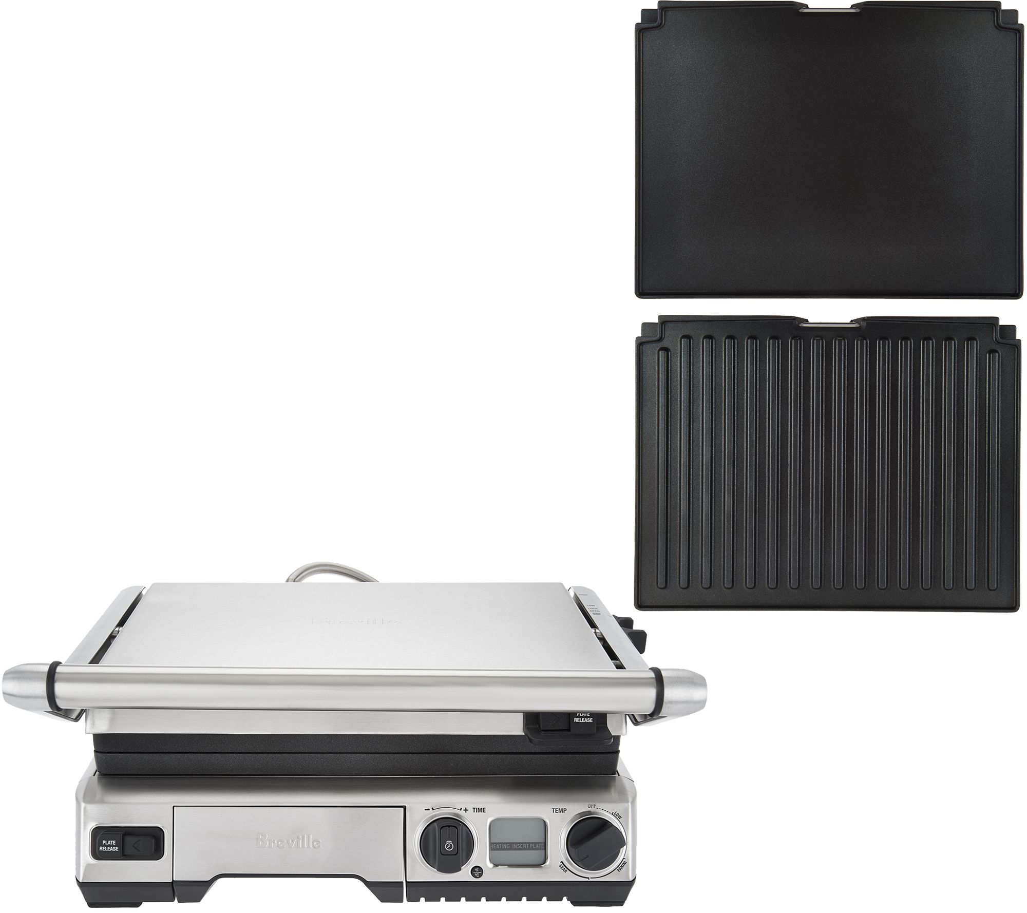 Breville Stainless Steel 1800W Smart Grill with 2 Extra Plates 