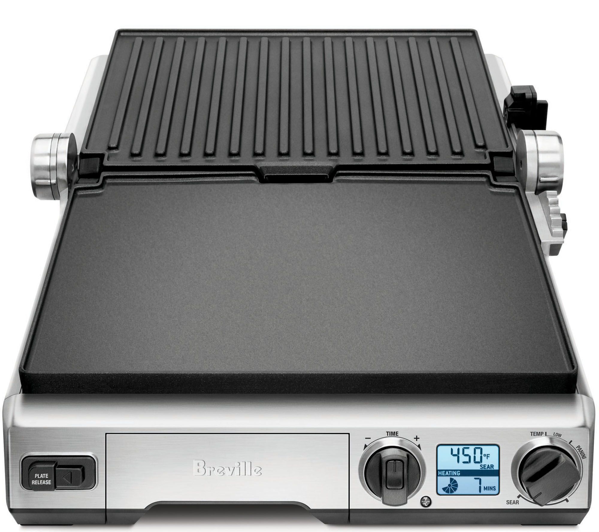 Breville Stainless Steel 1800W Smart Grill with 2 Extra Plates 