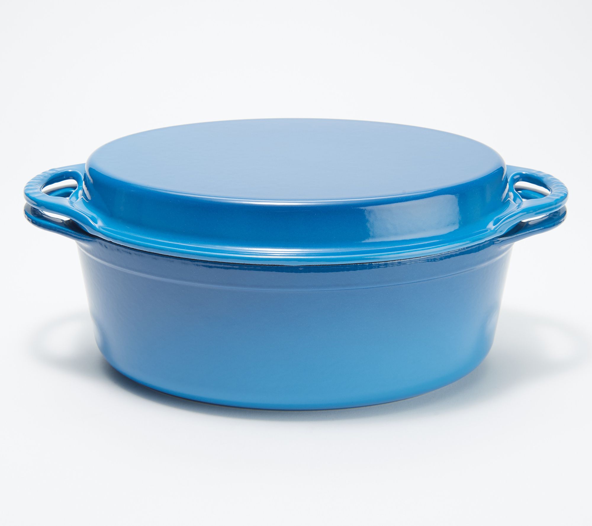 Le Creuset 4.75-qt Cast-Iron Oval Oven with Grill Pan Lid - QVC.com