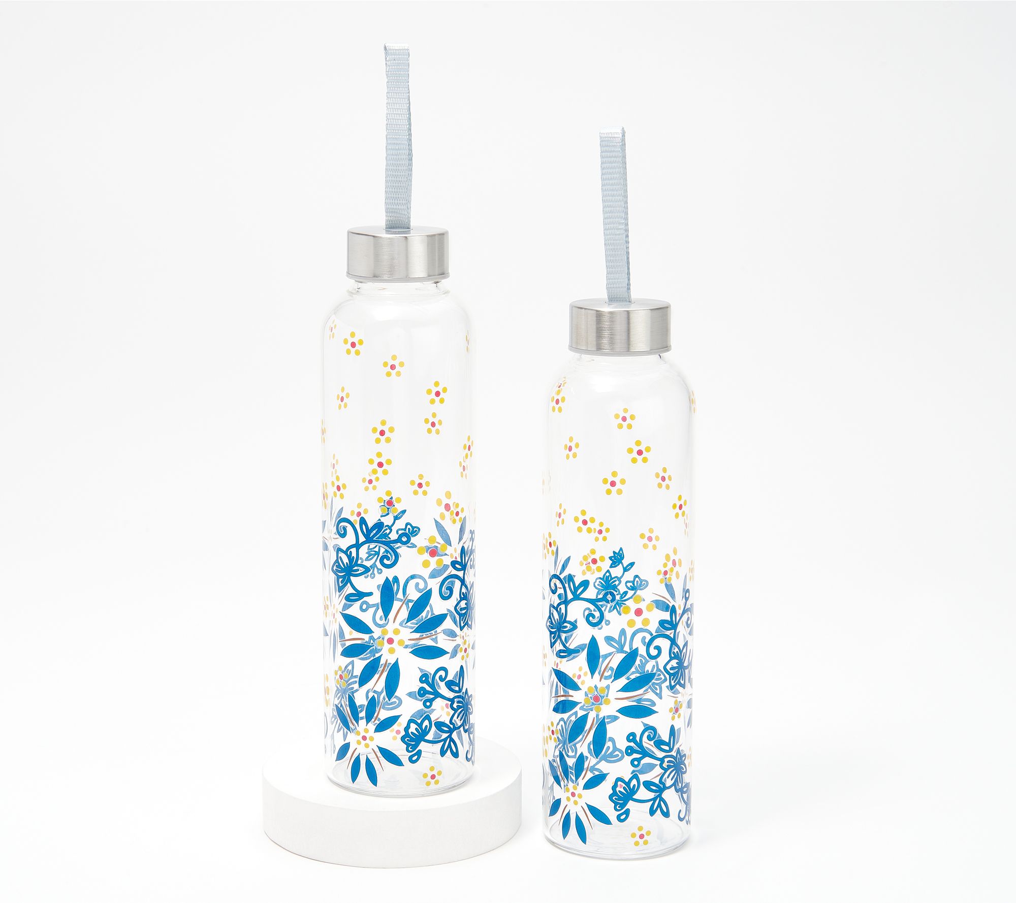Temp-tations Set of (2) 20-oz Travel Glass Bottles with Lids