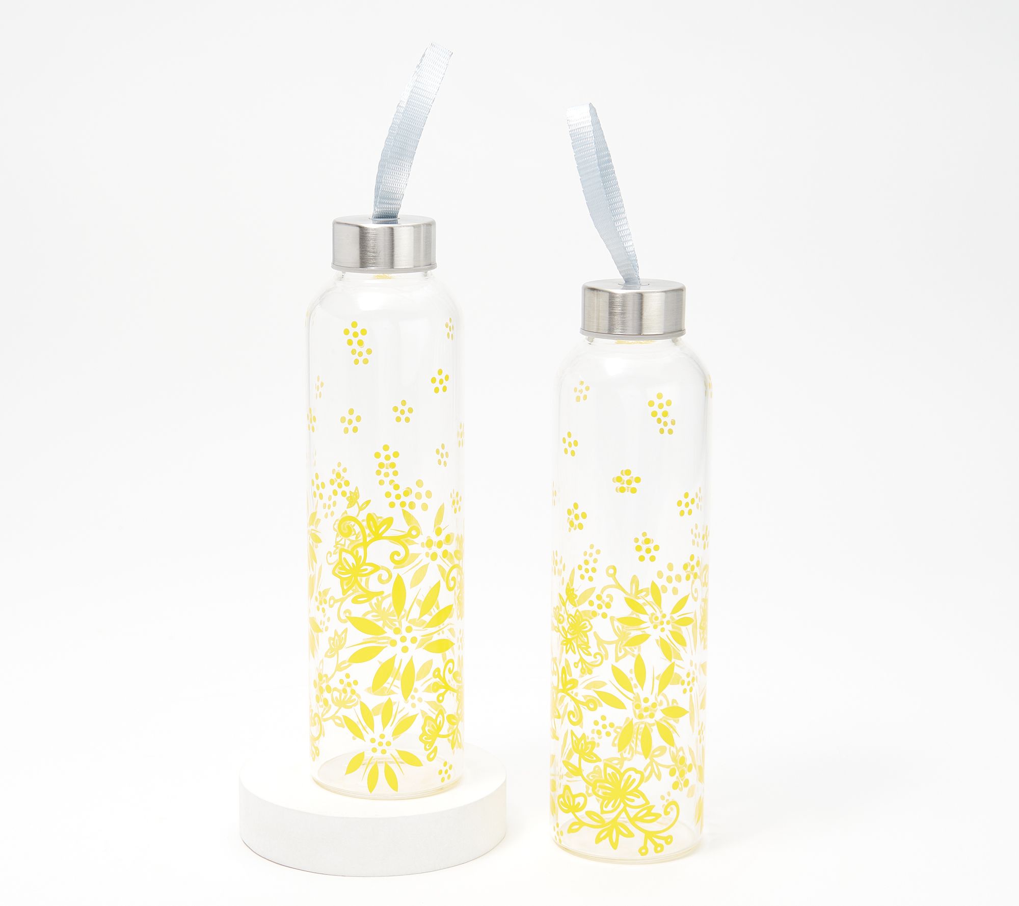 Temp-tations Set of (2) 20-oz Travel Glass Bottles with Lids