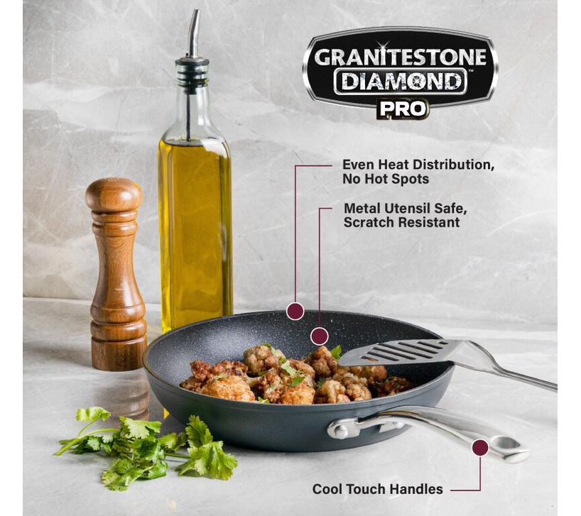 Granitestone Armor Max Hard Anodized Ultra Durable 10 Frying Pan, Black