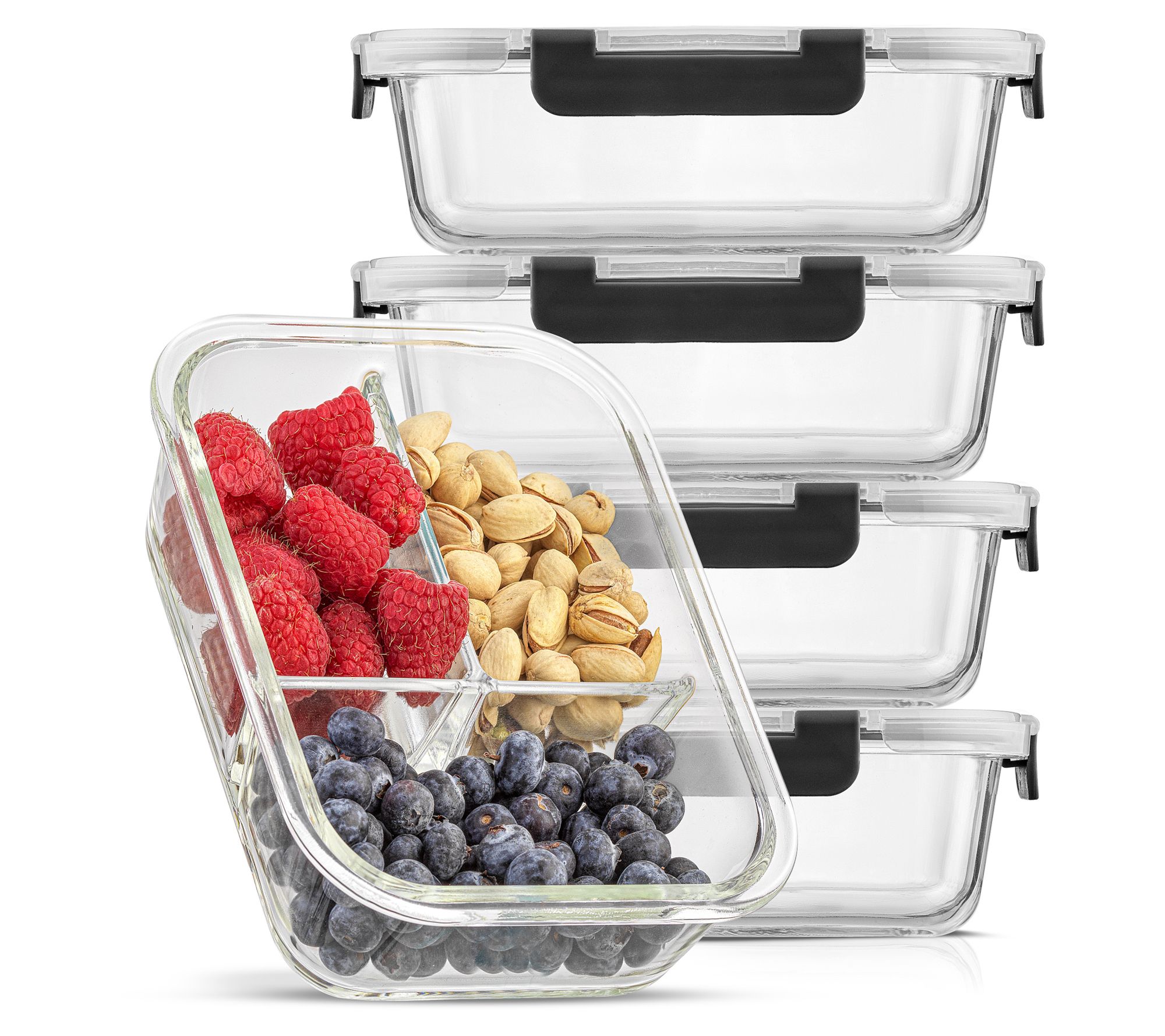 JoyJolt 3-Section Food Prep Storage ContainersSet of 5