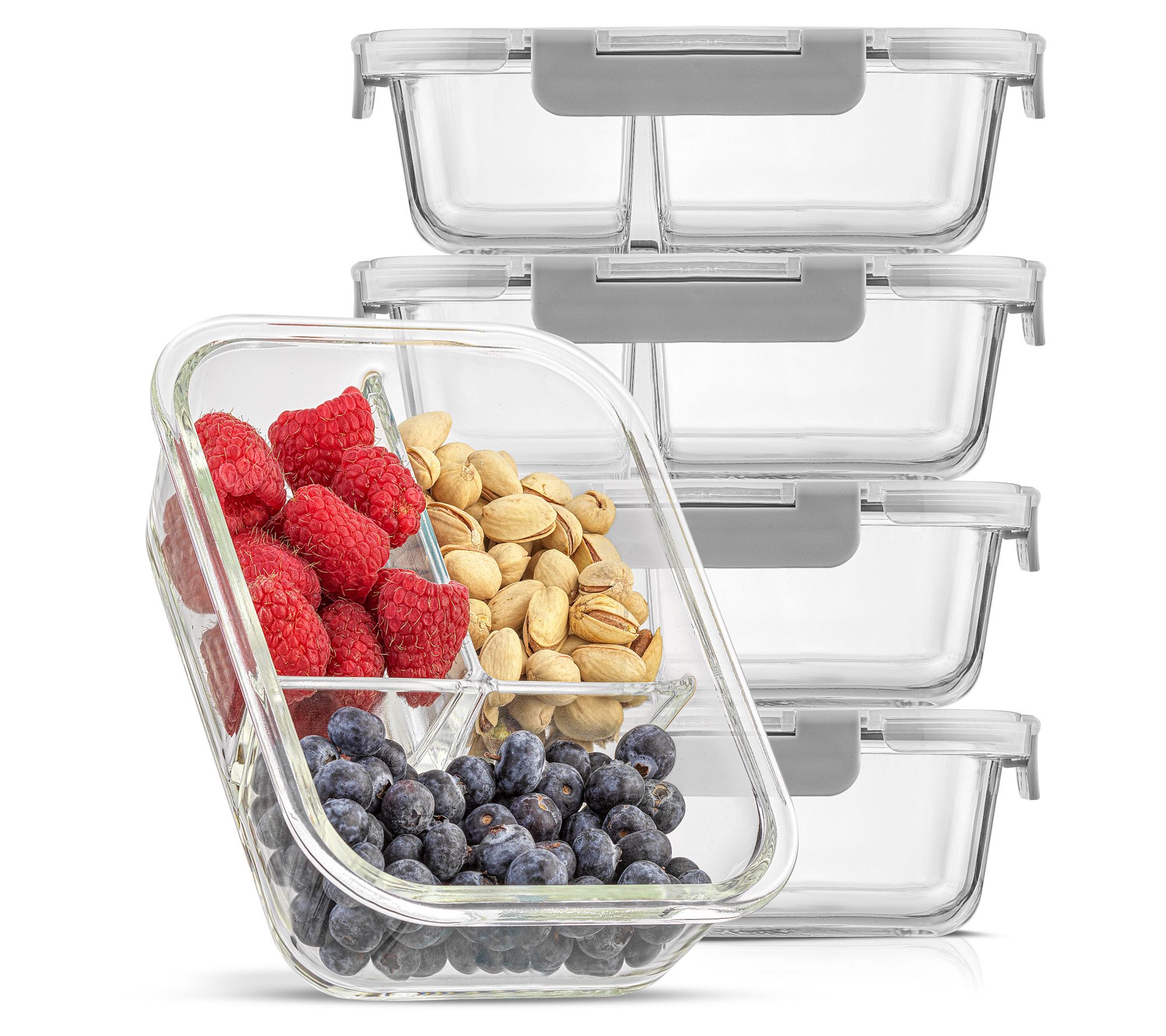 JoyJolt 3-Section Food Prep Storage ContainersSet of 5