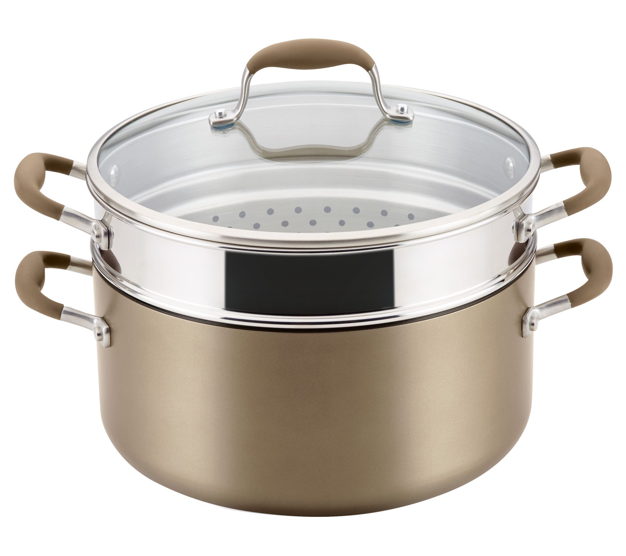 Anolon Hard-Anodized Stockpot with Steamer Inse rt, 8.5qt