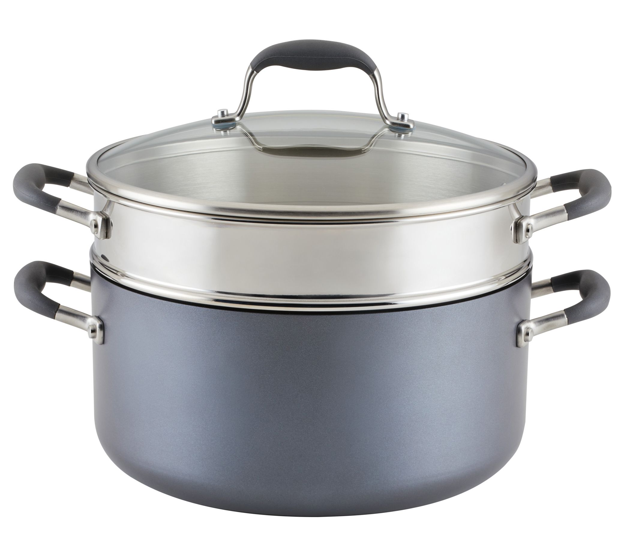 Anolon Hard-Anodized Stockpot with Steamer Insert, 8.5qt