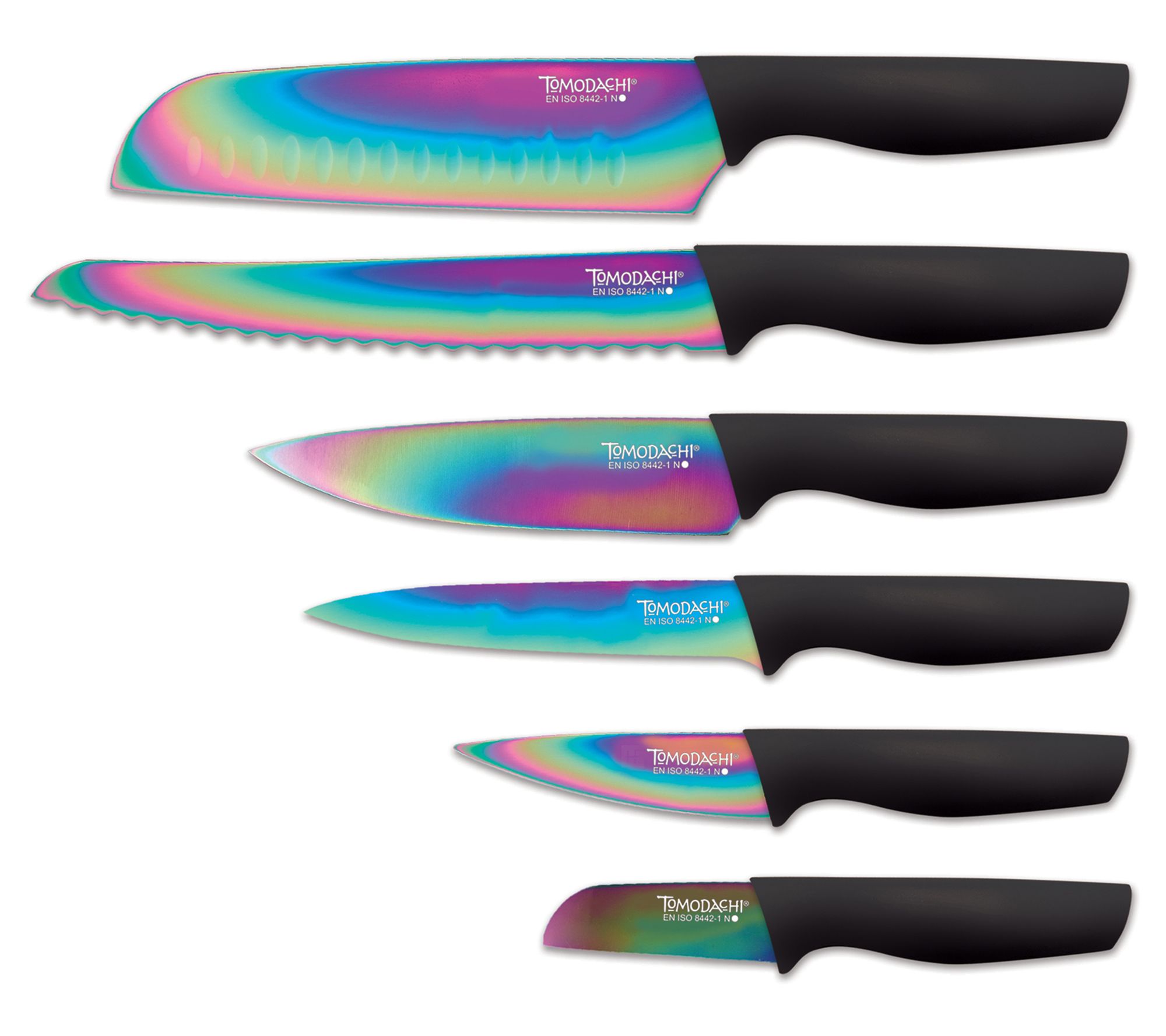 Hampton Forge Tomodachi Rainbow Black 12-Piece Cutlery Set