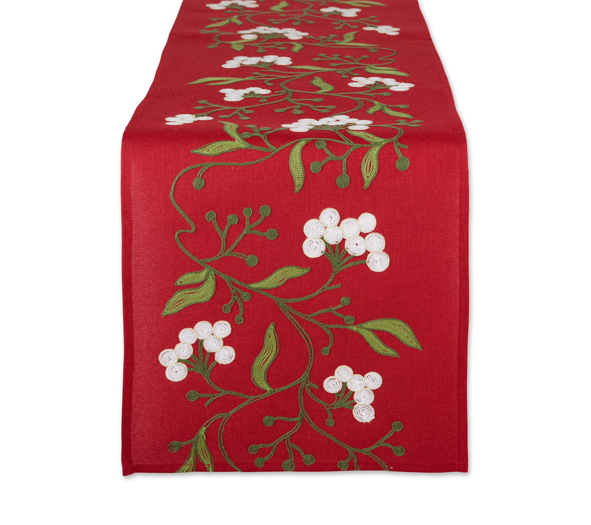 Design Imports Embroidered Mistletoe Table Runner 14x70