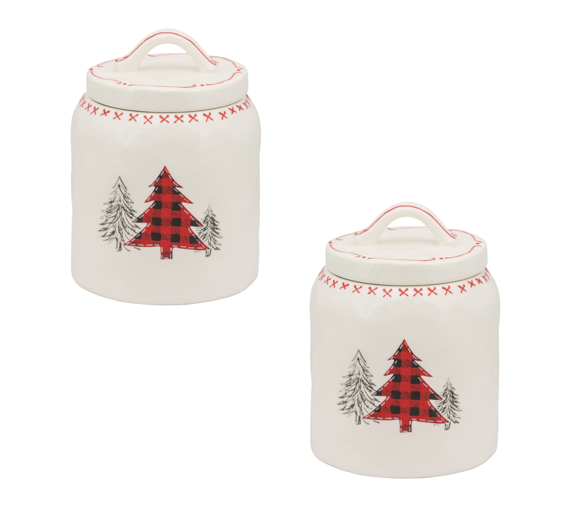  10 Strawberry S treet Set of 2 Buffalo Check C hristmas Canist