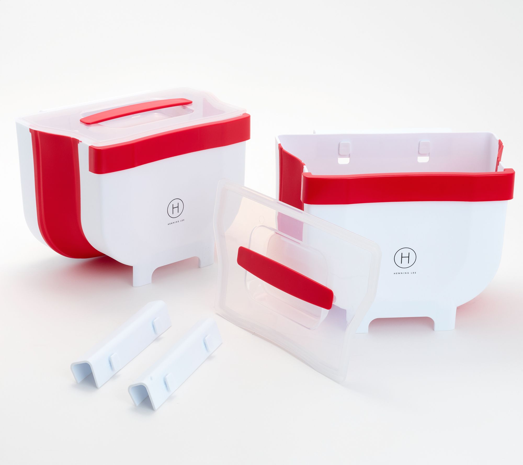 Henning Lee S/2 1.2 Gallon Collapsible Waste Bins & Lids