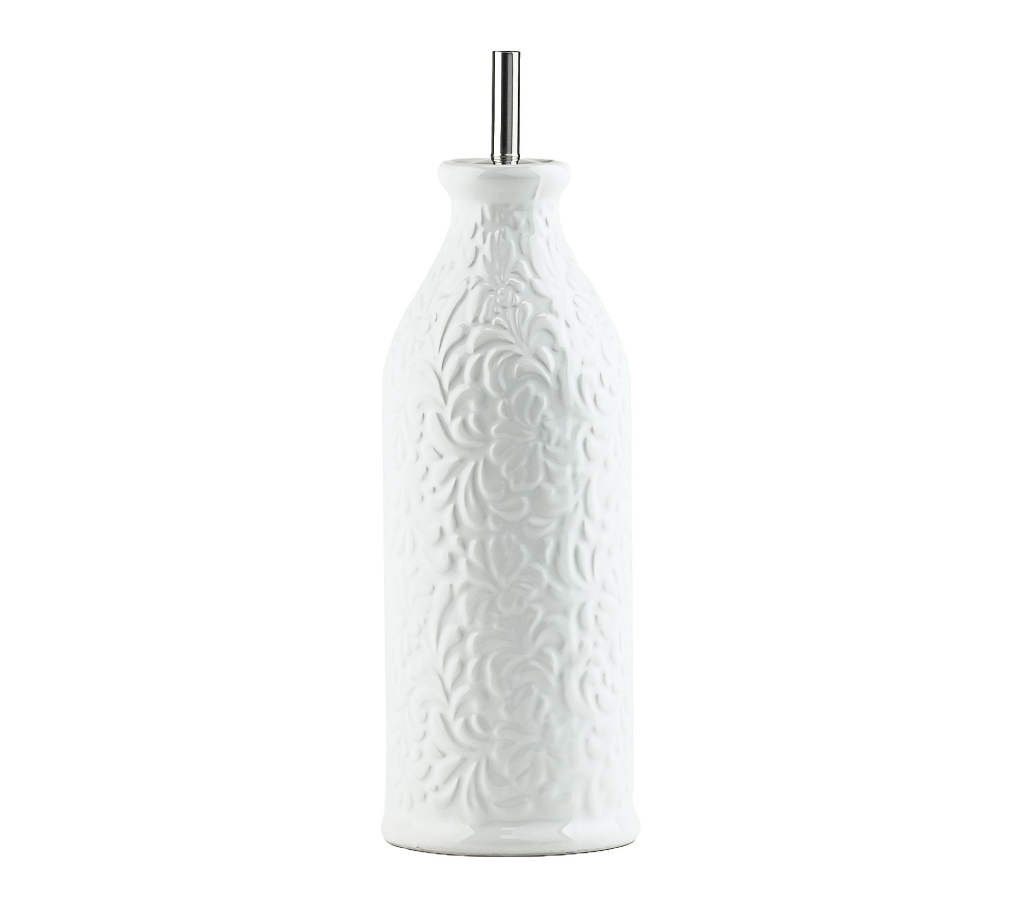 10 Strawberry Street Embossed White Oil Cruet