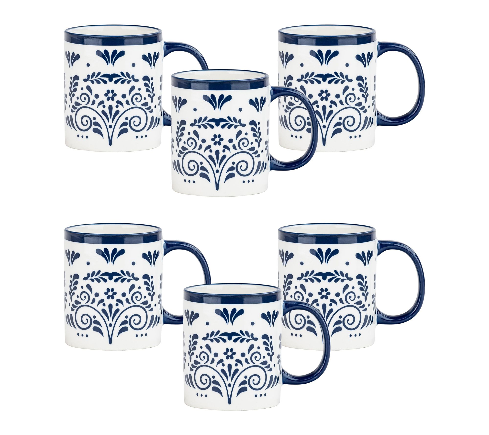 10 Strawberry Street Set of 6 Talavera Dinner Mugs