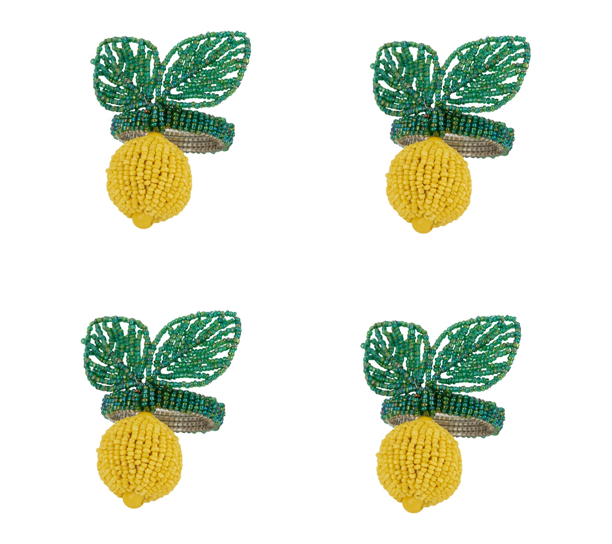 Design Imports Lemon Beaded Napkin Rings Set of 4