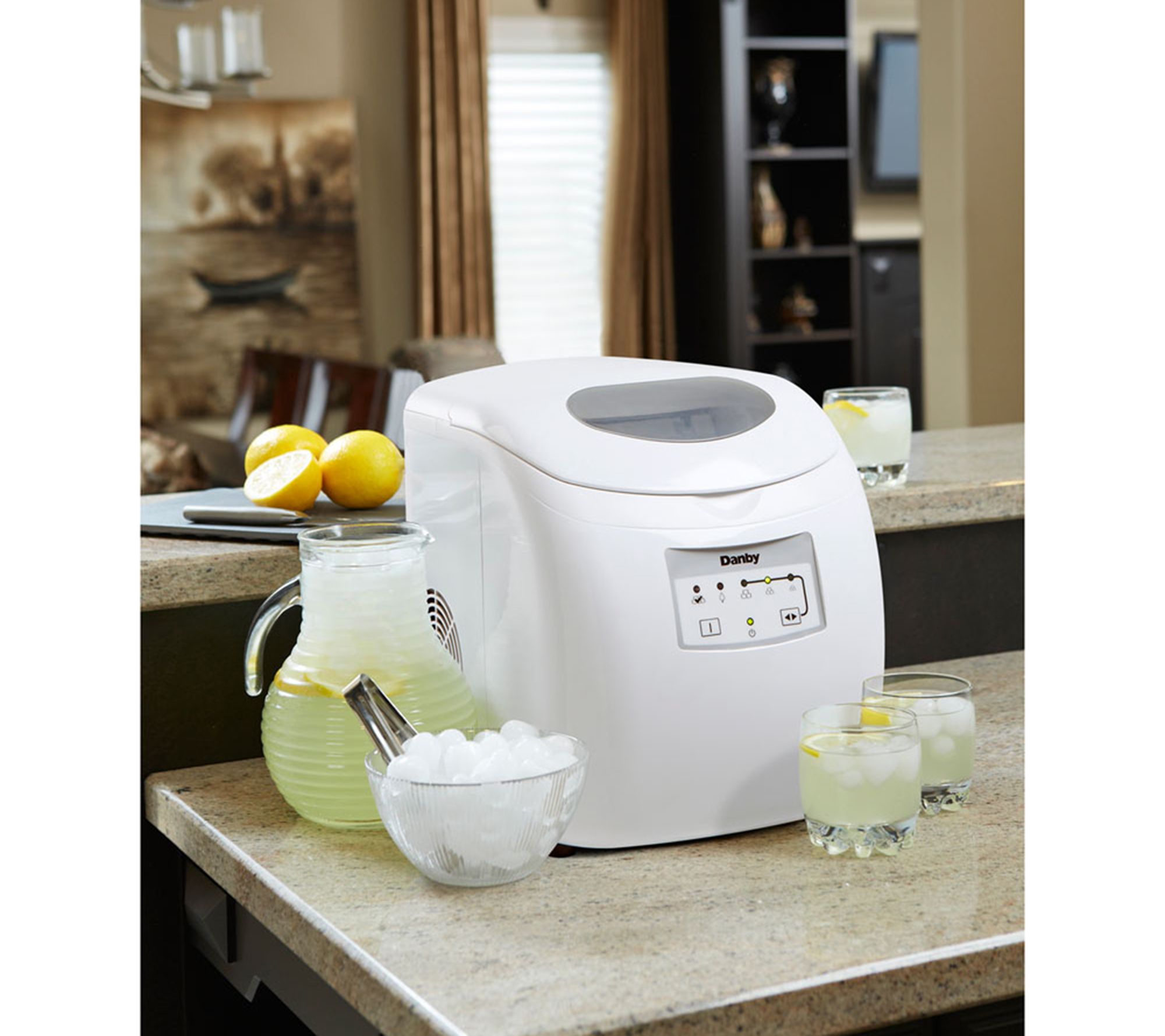 Danby DIM2500SSDB, Counter Top Ice Maker, 1 Ice Cube Size, Produces Up To  25lbs a Day and Holds 2lbs of Ice, Electronic Controls, LED Display, Alarm