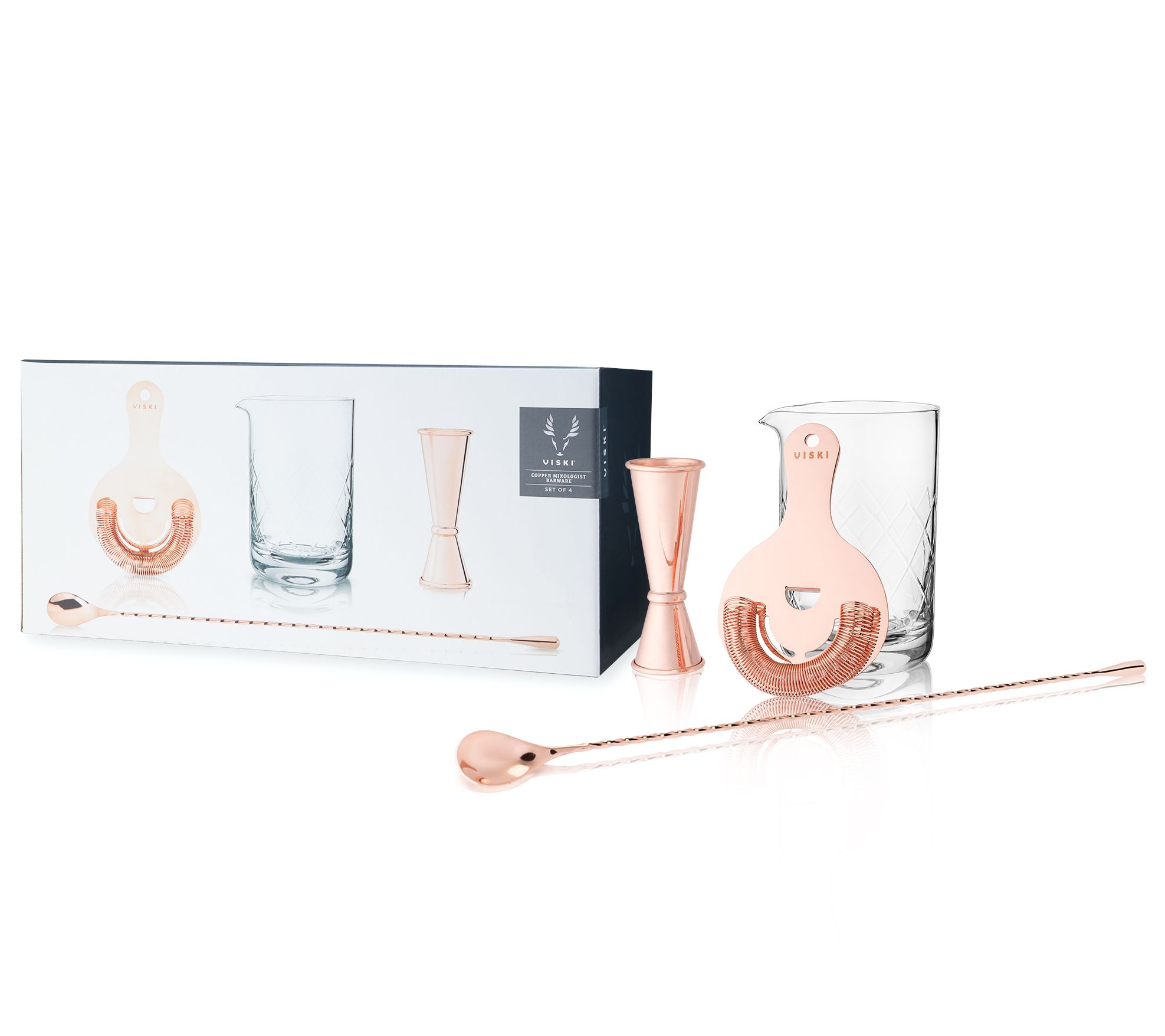 Viski 4-Piece Copper Mixologist Barware Set