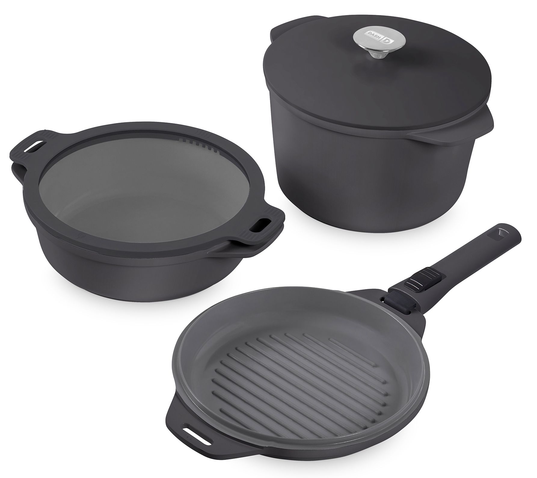 Dash 3-Pc SmartStore Cast Aluminum Cookware Set w/ Lids &Handle