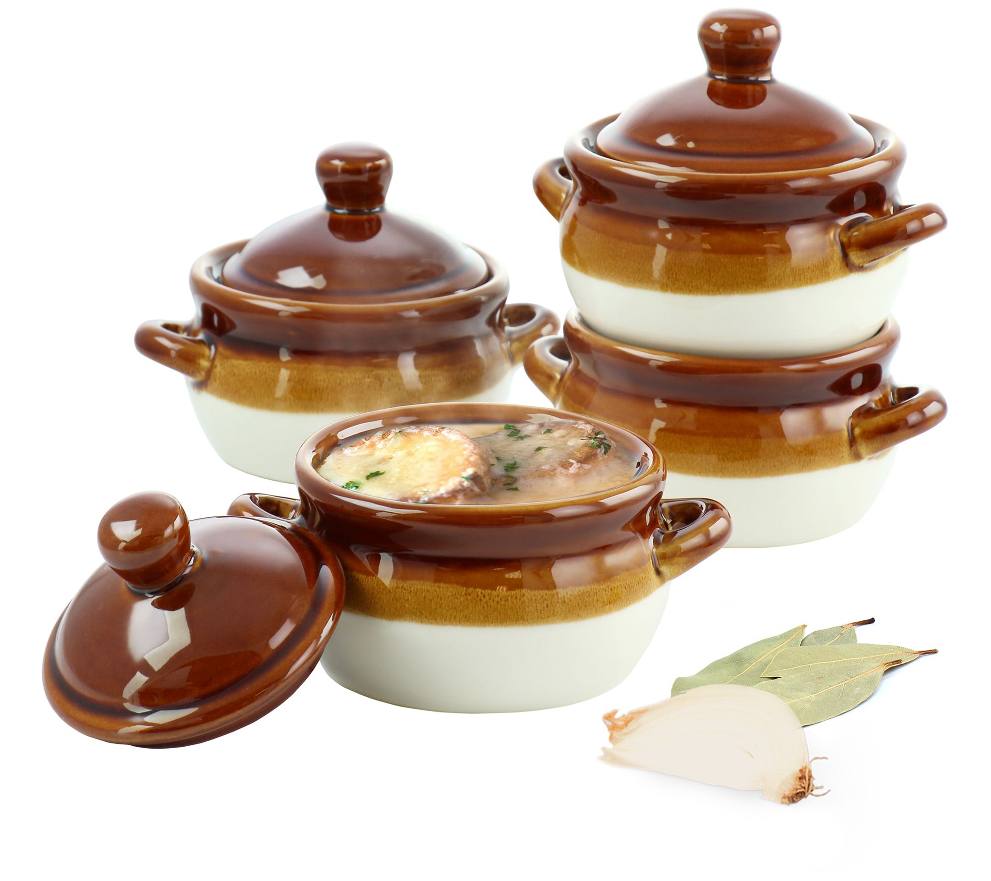 Elama Double Handle 15-Ounce French Onion SoupBowl Set