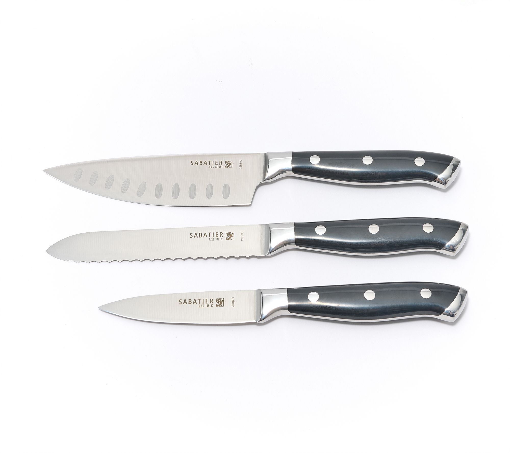 Sabatier 3-Pc Forged Full-Tang Riveted Knife Set