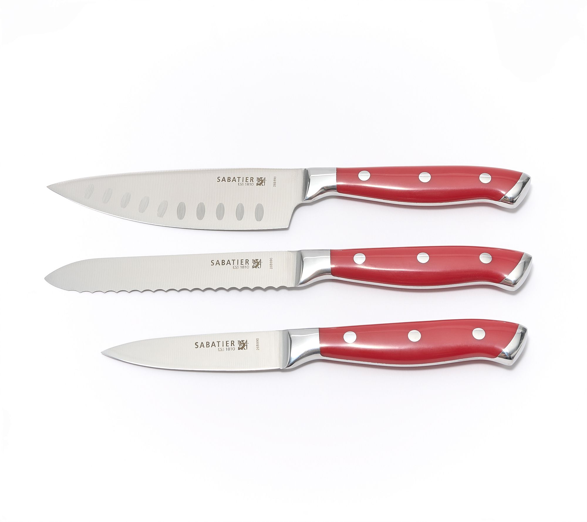 Sabatier 3-Pc Forged Full-Tang Riveted Knife Set