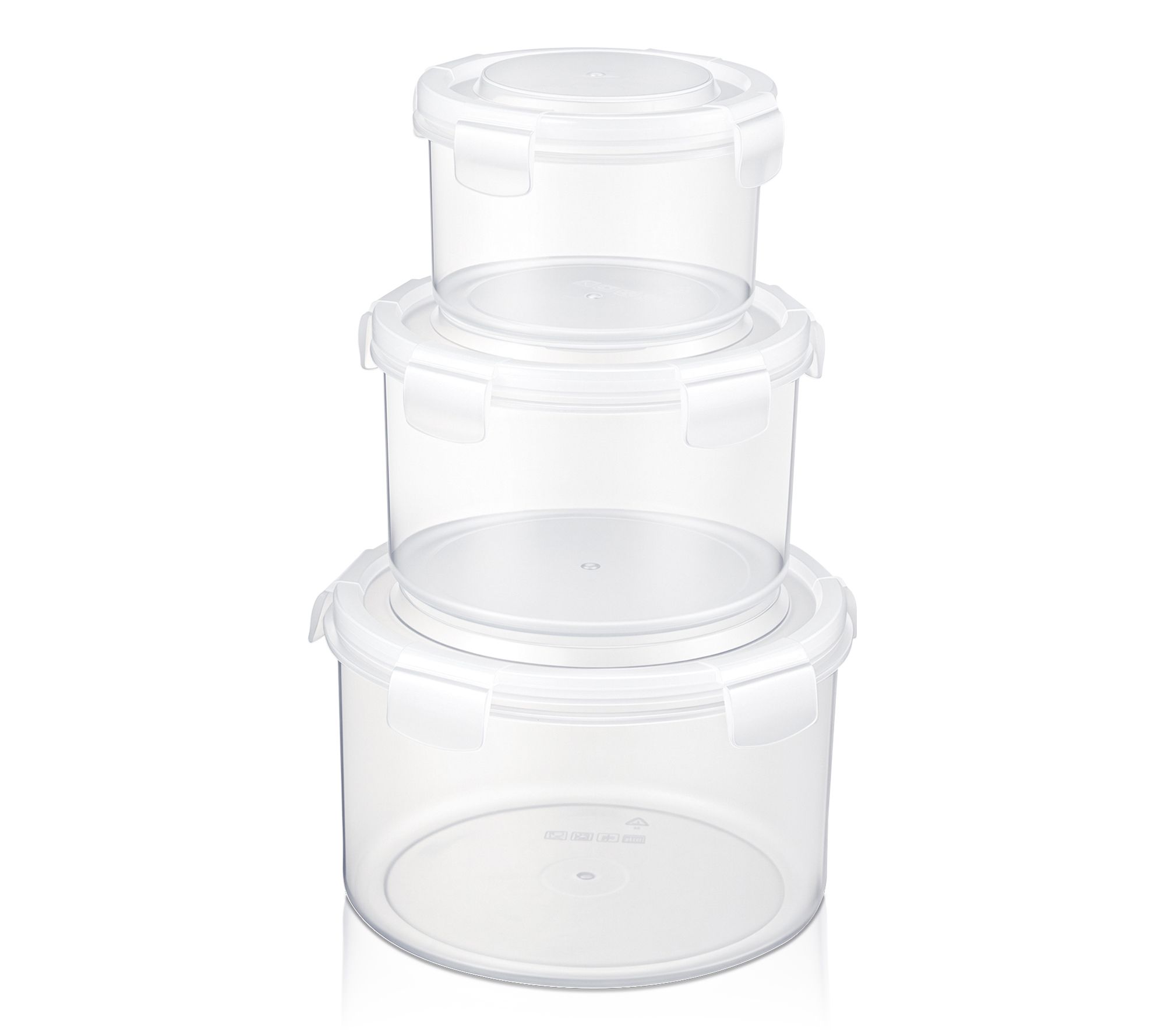 Sorbus Airtight Plastic Food Container, Round White Lid, 3-Pk