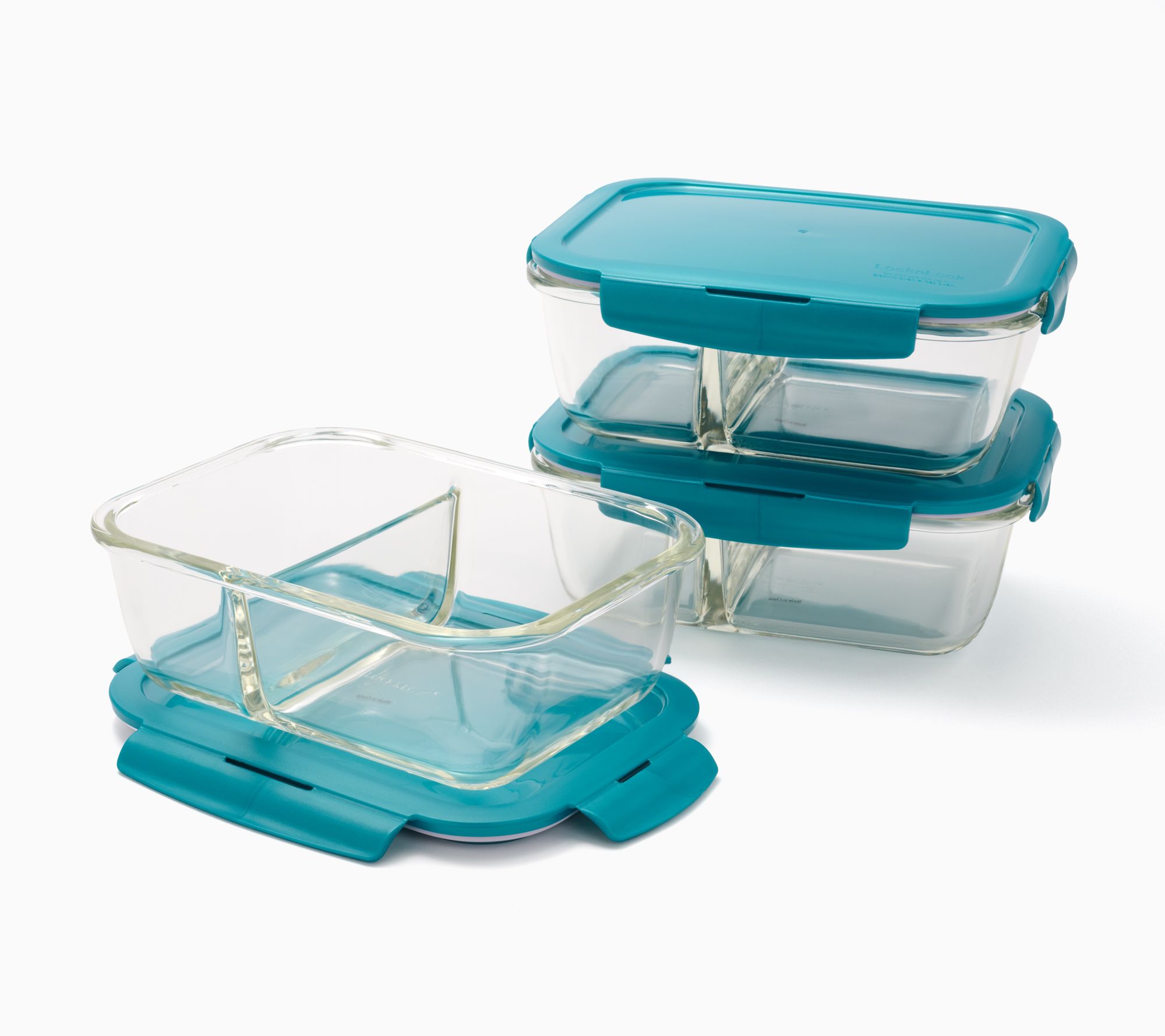 LocknLock Set of 3 Divided Glass Rectangle Containers