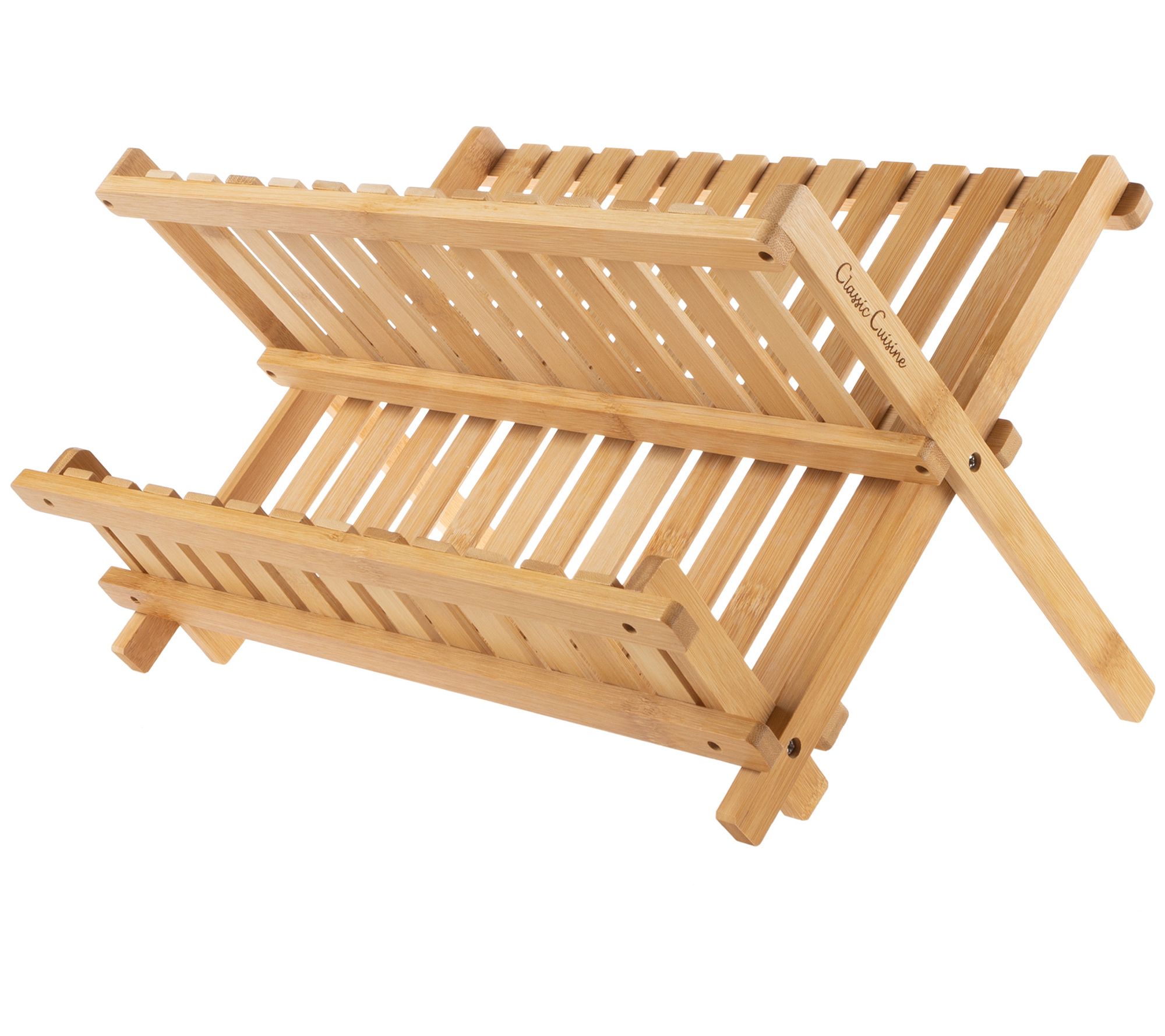 Classic Cuisine Folding Bamboo Kitchen Dish Drying Rack