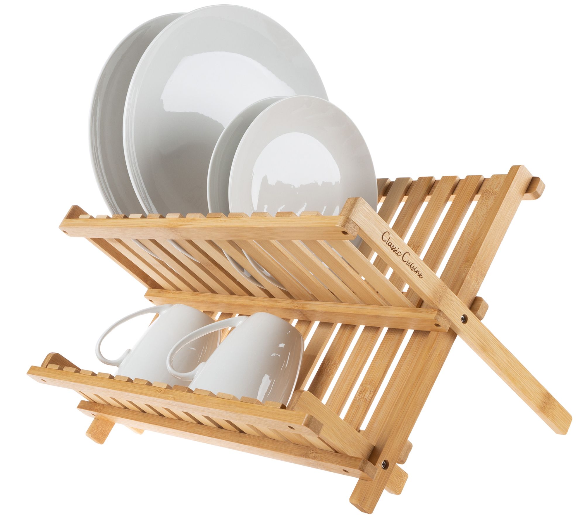 Classic Cuisine Folding Bamboo Kitchen Dish Drying Rack - Qvc.com