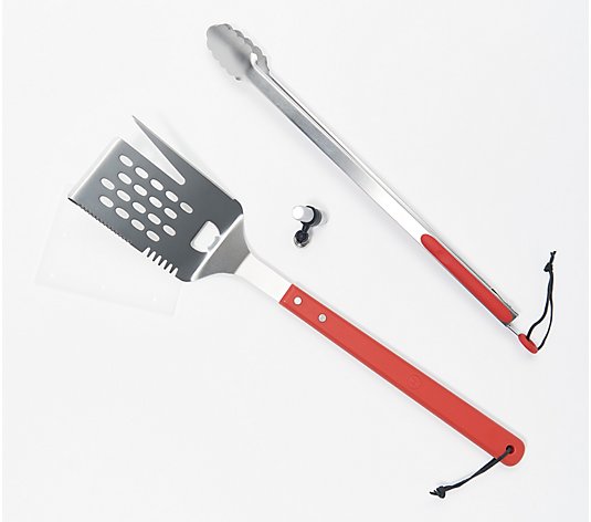 "As Is" Henning Lee 2pc XL Grill Tamer Tool Set with Flash Light