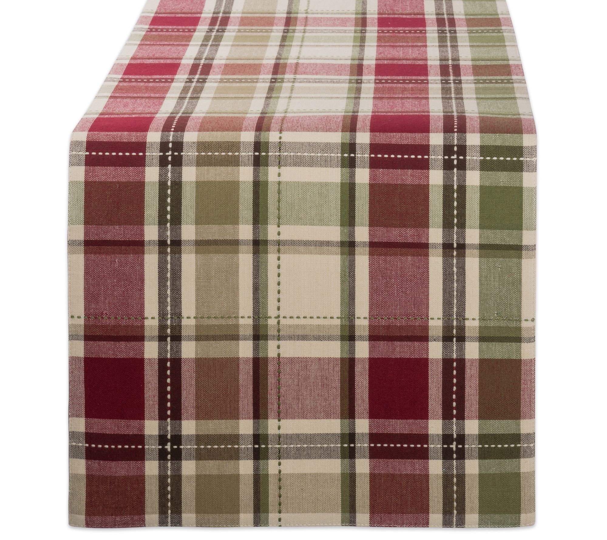 Design Imports 14" x 108" Homespun Plaid Tableunner