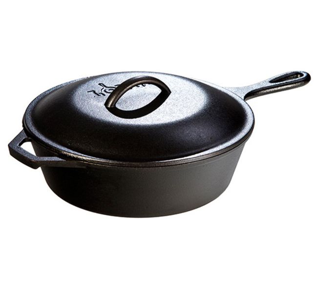 10.25 Inch / 3.2 Quart Cast Iron Covered Deep Skillet Lodge - New