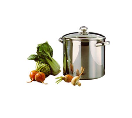 Stock pot, 24 qt with cover, S/S w/ clad bottom