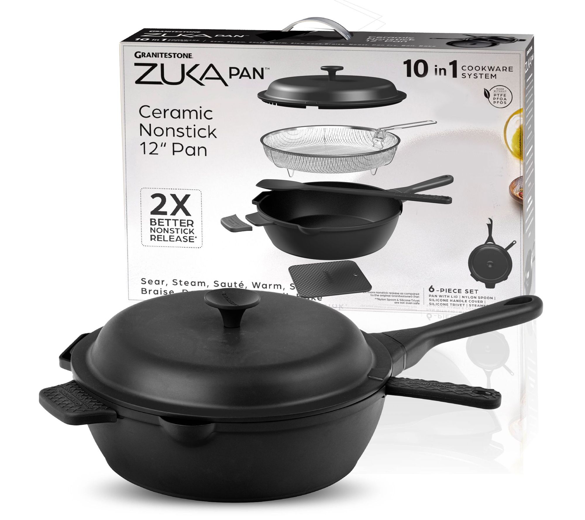Granitestone Zuka 10-in-1 Everyday 12" Cooking6-Piece Set