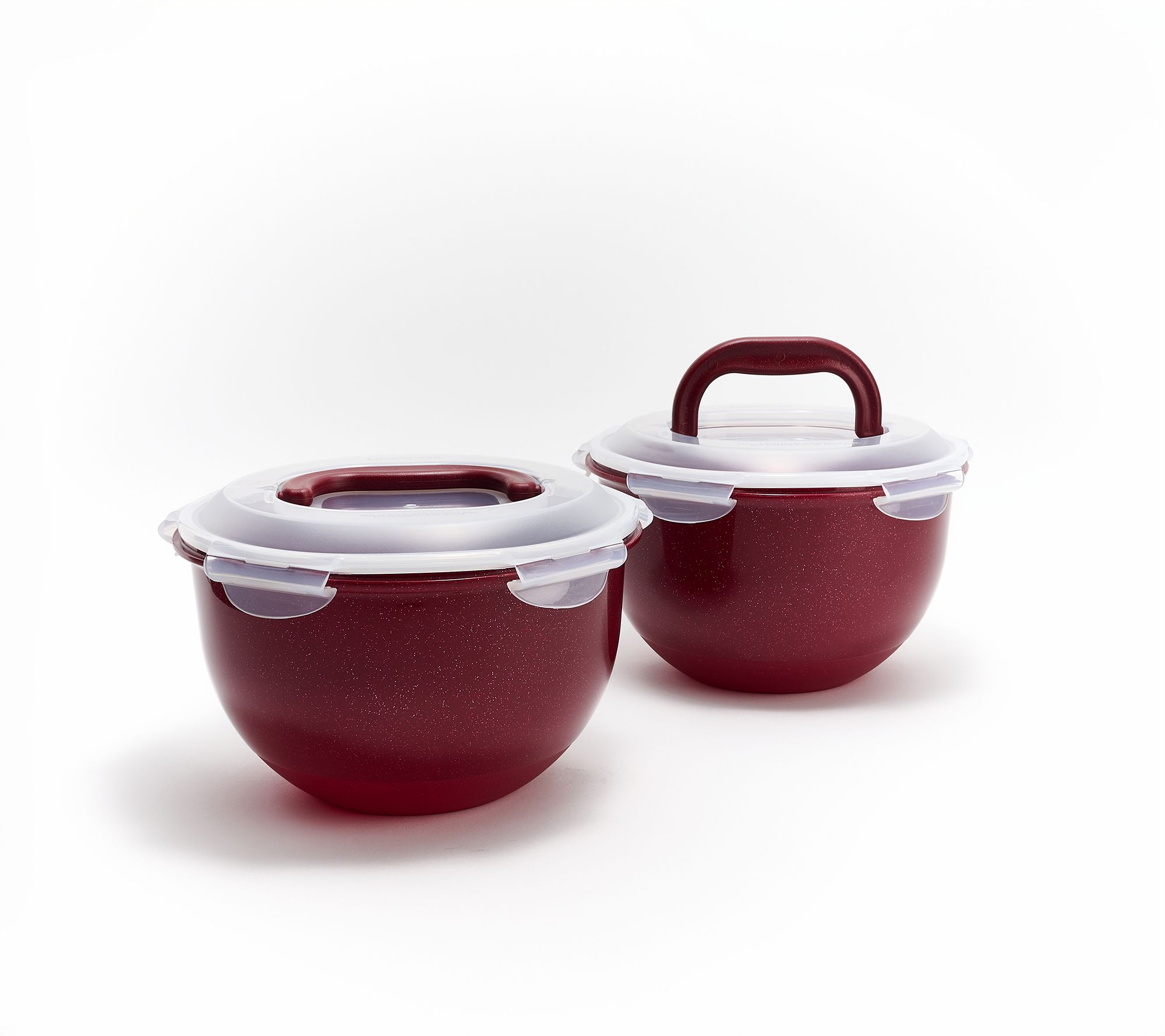 LocknLock S/(2) 17-Cup Colored Body Tulip Bowls w/ (2) Handle Lids